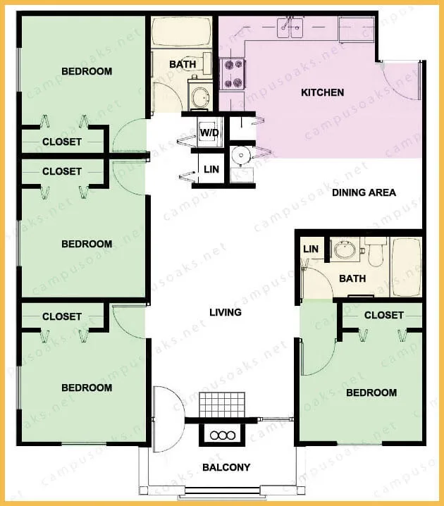 Campus Oaks Apartment Floor Plan